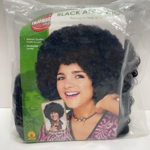 New Rubies Afro curly black hair wig disco 60s 70s  adult Halloween costume